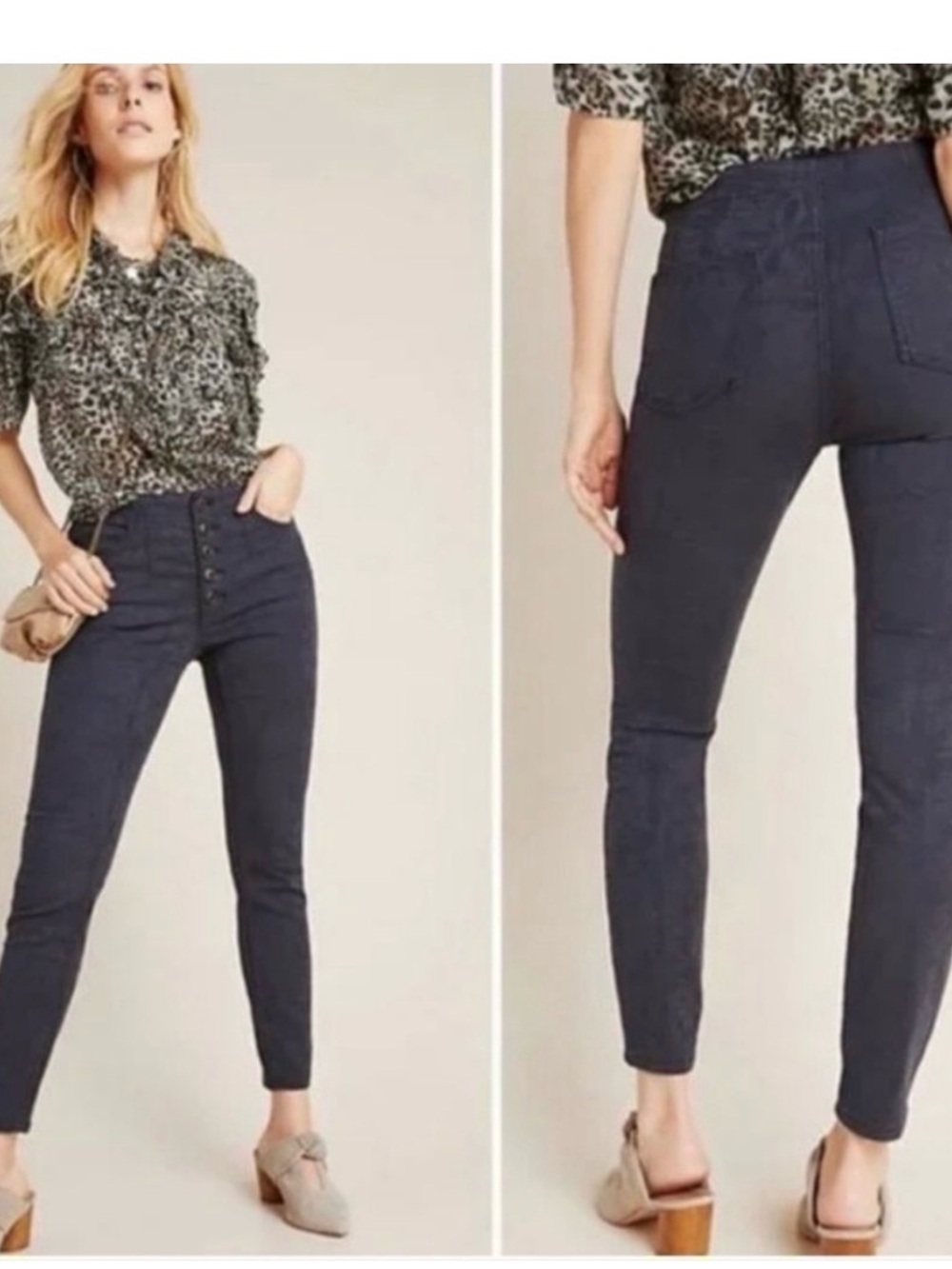 Anthropologie High Rise Jacquard Skinny Jeans Sz 27